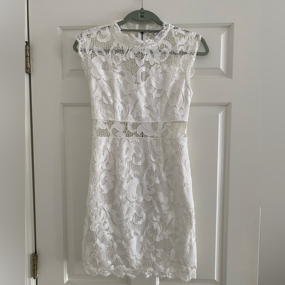 Sans Souci Dresses & Skirts - White Lace Cutout Mini Dress